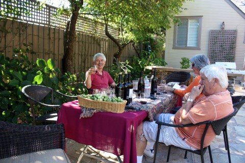 On the patio with Barry and Phyllis of Chateau Felice Wines