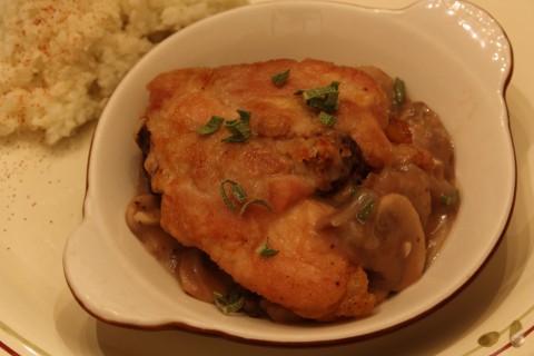 sauteed chicken on mushroom sauce