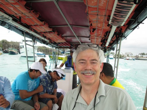 On the water taxi to Galapagos Islands