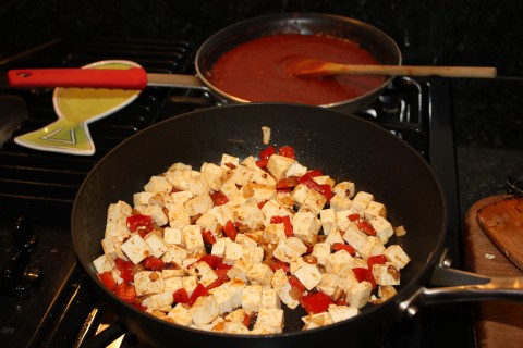 sauteing the filling