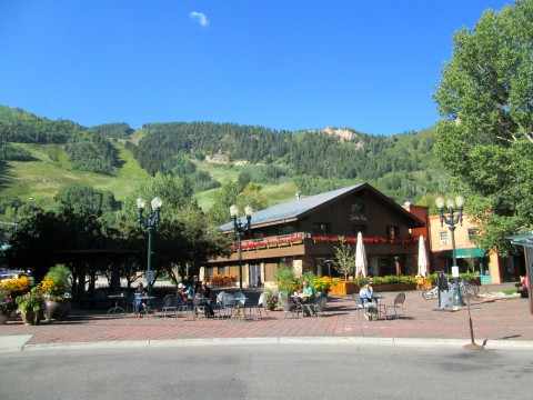 The ski area from town.