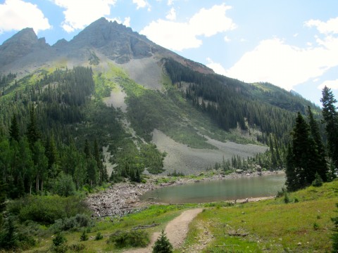 Maroon Bells from Crater Lake.