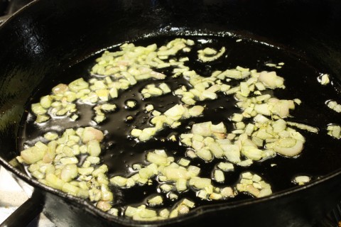 sautéing the shallots