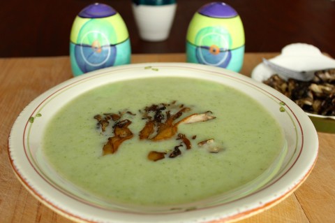 Leftover soup with maitake mushrooms.