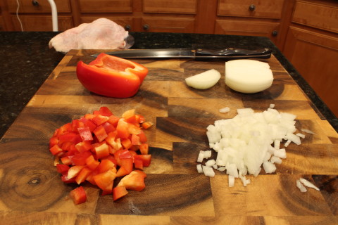a bit of chopping for the onion and bell pepper