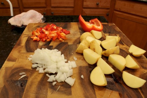 cut potatoes into wedges